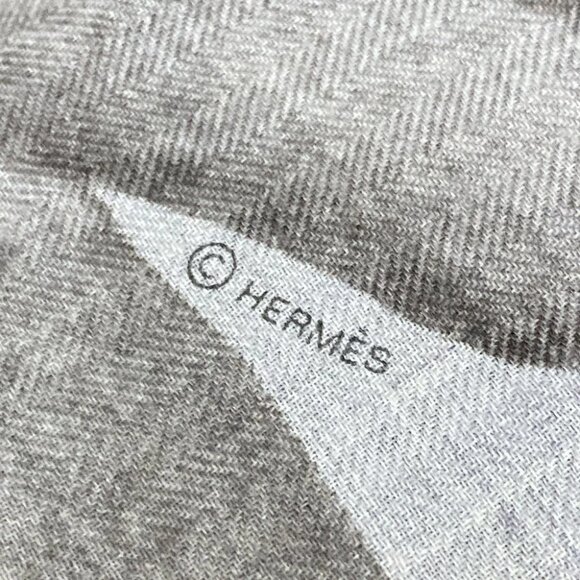 HERMES Calle 140/Callejuan - Gray Green Cashmere Silk Scarf - Picture 2 of 4